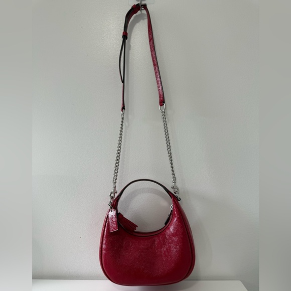 Coach Carmen Mini Red Leather Shoulder Bag Y2K Chain Strap Crossbody - Picture 4 of 5
